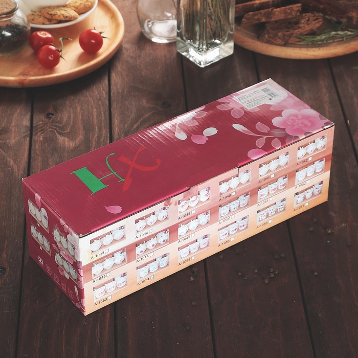 Набор банок для сыпучих продуктов 300 мл с ложками "Васильки" на подставке, 3 шт.