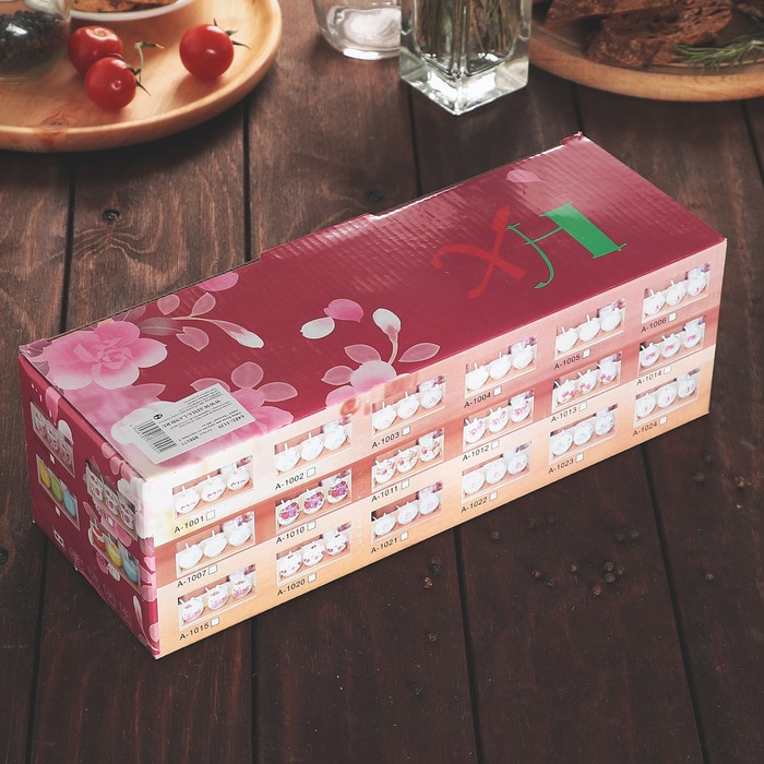 Набор банок для сыпучих продуктов 300 мл с ложками "Васильки" на подставке, 3 шт.