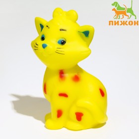 Игрушка пищащая 'Кошечка' для собак, 10 см, жёлтая Ош