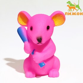 Игрушка пищащая 'Мышь' для собак, 9 см, розовая Ош