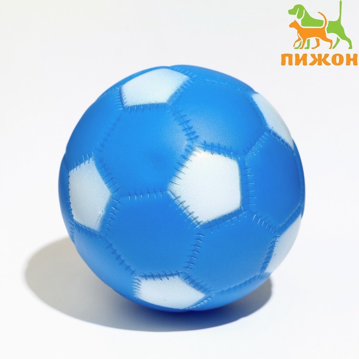 фото Игрушка пищащая "мяч футбол" для собак, 6,2 см, синяя пижон