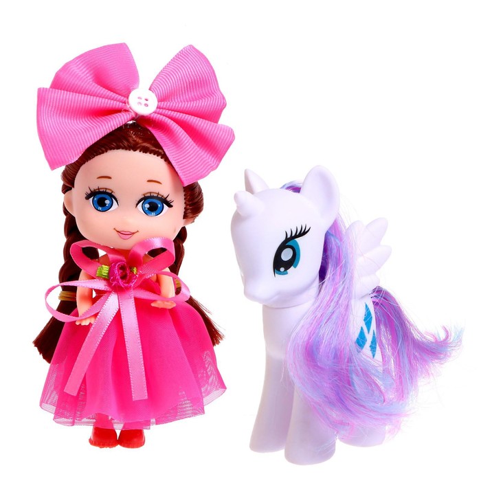 Кукла с пони «Сказочный пони», фиолетовая, в пакете цена и фото