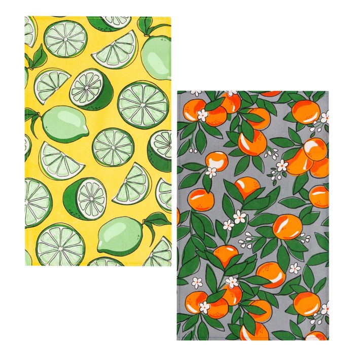 фото Набор кухонных полотенец доляна сitrus, 35х60см-2шт, 100% хлопок