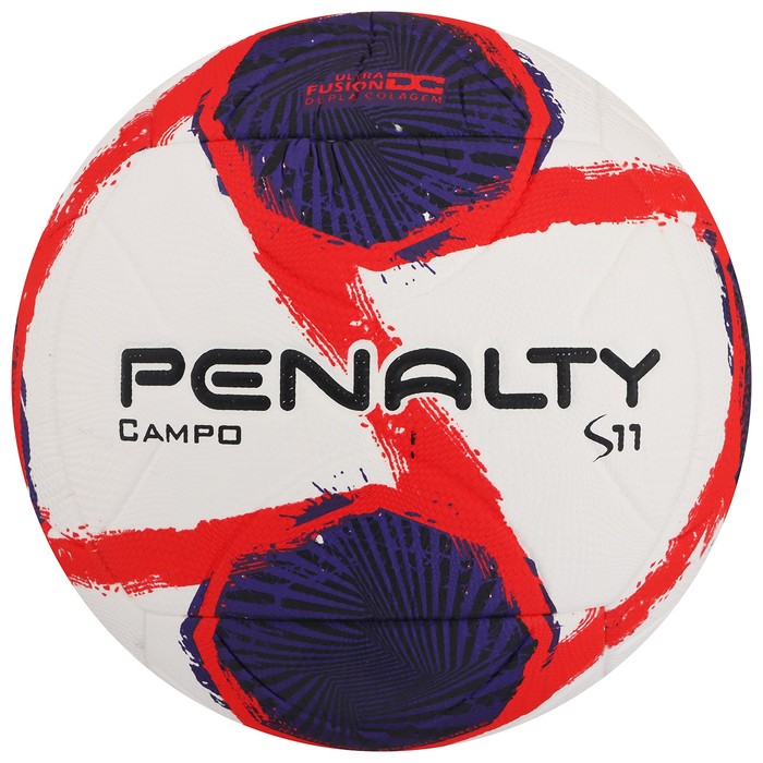 фото Мяч футбольный penalty bola campo s11 r2 ii xxi, pu, термосшивка, цвет белый/синий/красный