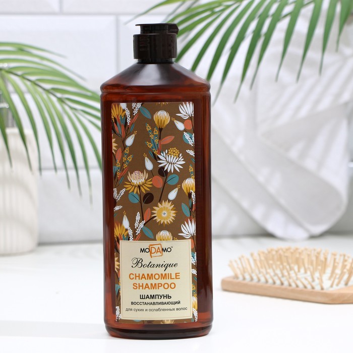 фото Шампунь для волос восстанавливающий "ботаник" с протеинами шёлка и маслом ромашки, 500 мл sanata