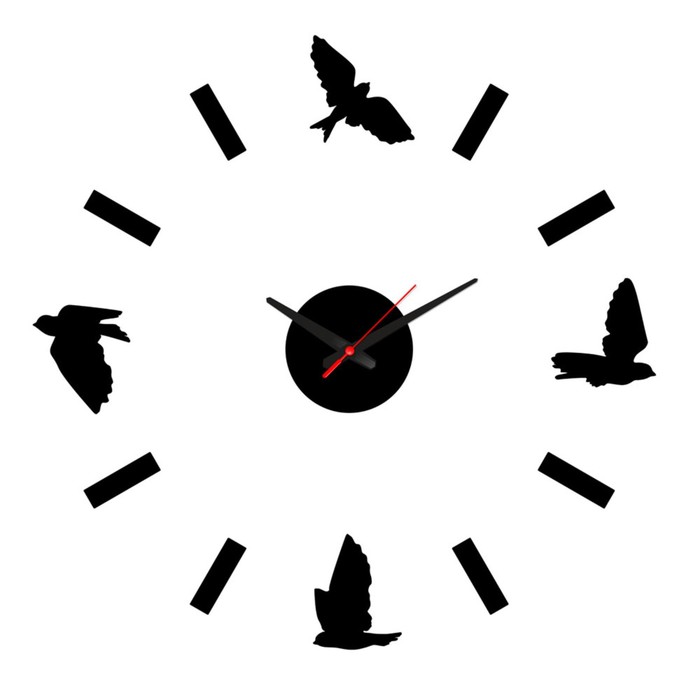 фото Часы настенные diy "птицы", плавный ход d=70-80 см