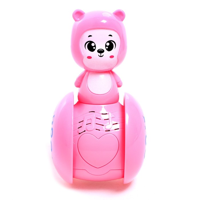 Развивающая игрушка музыкальная неваляшка «Мишка Роро», розовый