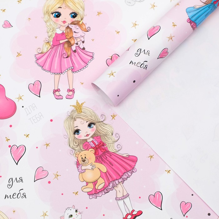 Бумага упаковочная, глянцевая Princess , 70 х 100 см бумага упаковочная глянцевая joy 70 × 100 см