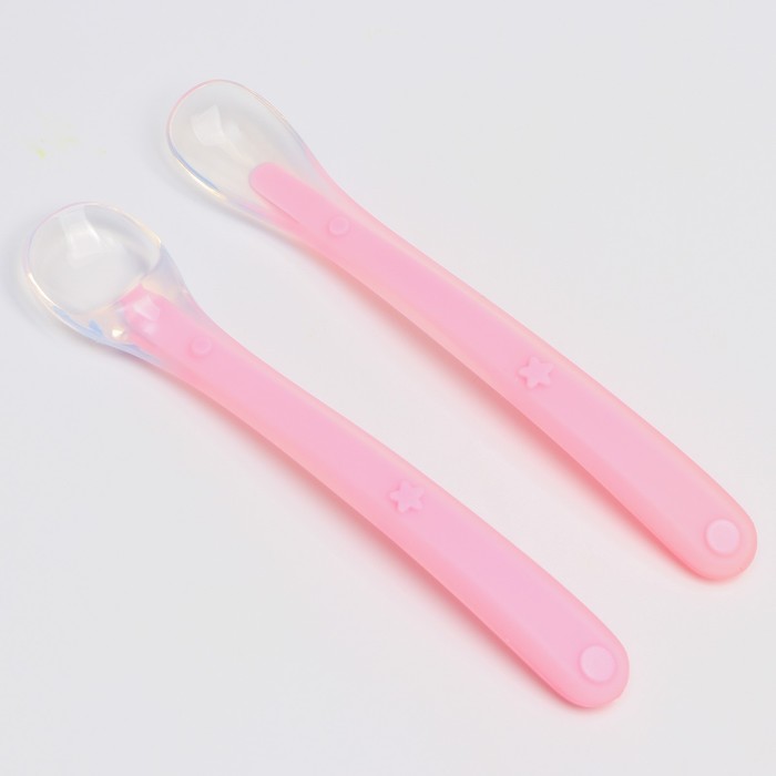фото Набор силиконовых ложек для кормления, 2 шт., цвет розовый mum&baby
