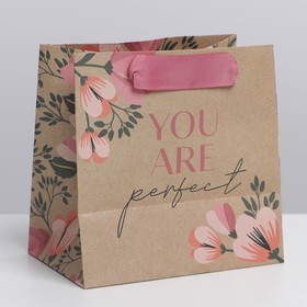 Пакет подарочный крафтовый квадратный, упаковка, «Perfect», 14 х 14 х 9 см