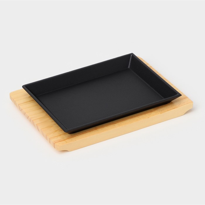 Сковорода «Прованс», 22×16×1,6 см, на деревянной подставке сковорода порционная brizoll на деревянной подставке 18см чугун 943169