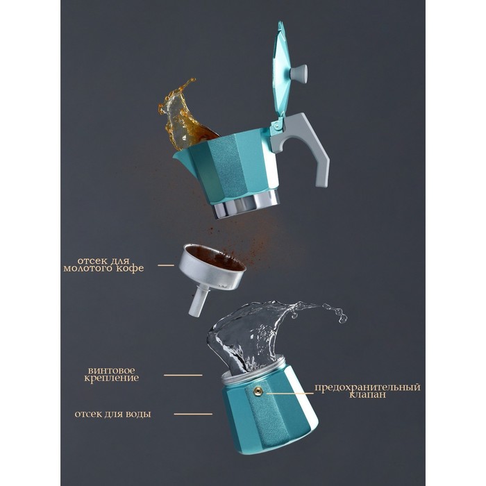 Кофеварка гейзерная Magistro Azure, на 6 чашек