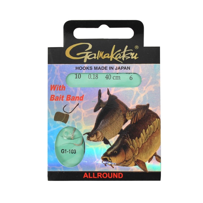 фото Крючок gamakatsu bks-g1-103 bait band 40см №10 d поводка 018 (6шт)