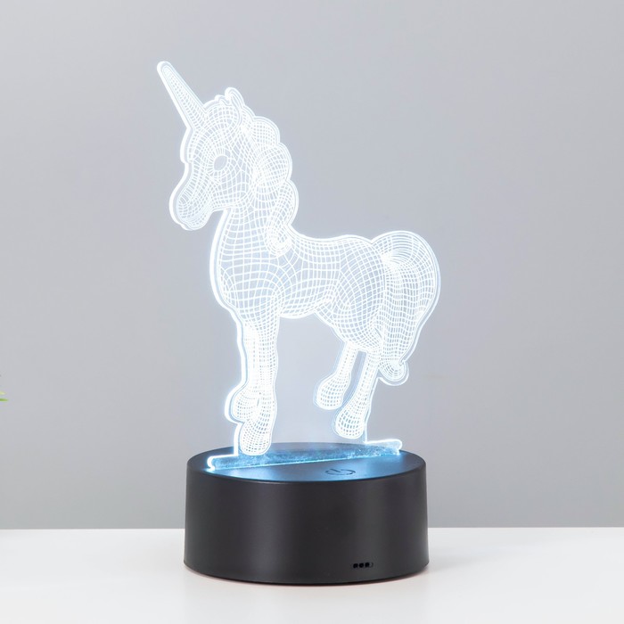 Светильник сенсорный Единорог LED 7 цветов USB/от батареек черный RISALUX 