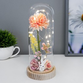 

Ночник "Пион большой" LED от батареек 3хLR1130 розово-бежевый 9,5х9,5х22,5 см