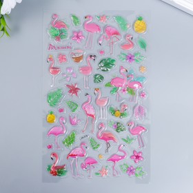 

Наклейка пластик объёмные "Фламинго и кактусы" МИКС 14,5х25 см