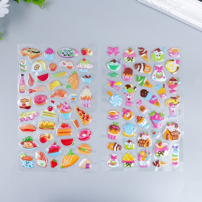 

Наклейка пластик объёмные "Вкусности" МИКС 14,5х25 см