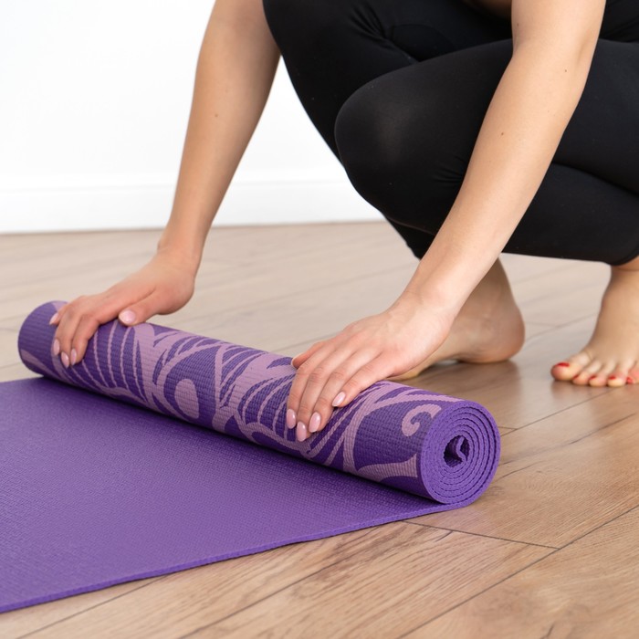 Коврик для йоги "Мандала" 173 х 61 х 0,4 см, цвет фиолетовый