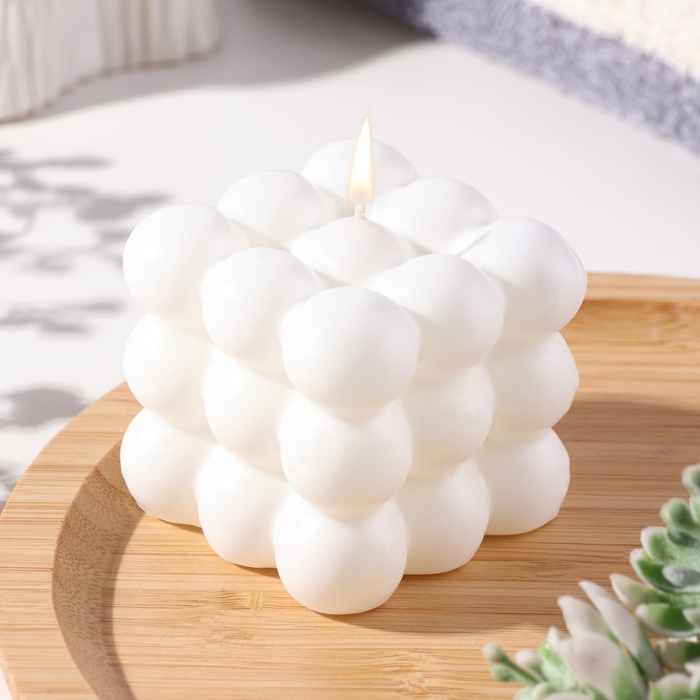 Свеча фигурная Бабл куб, 6 см, белая