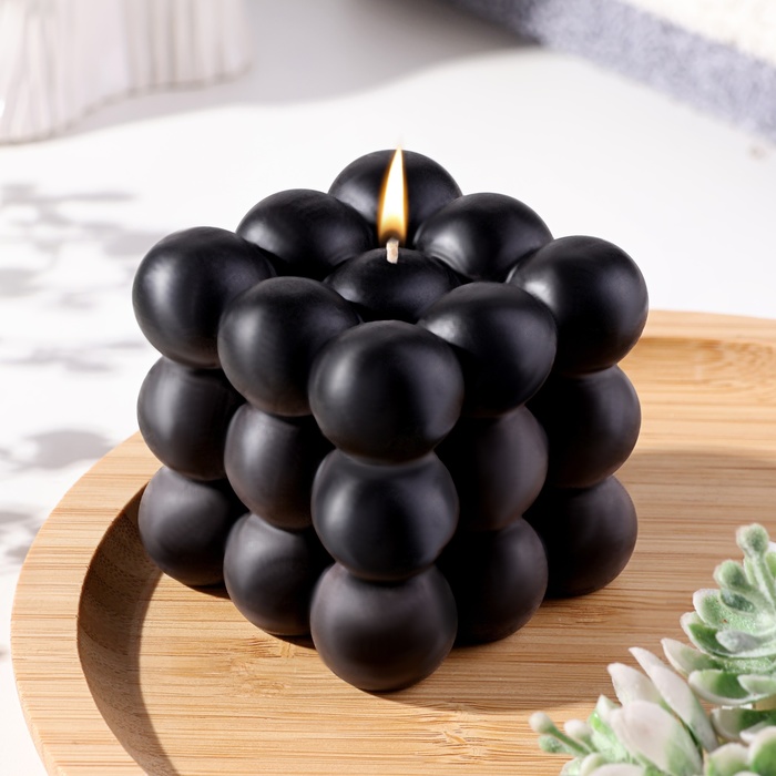 Свеча фигурная Бабл куб, 6 см, черная свеча фигурная ароматическая бабл куб 5 5х6 см пион