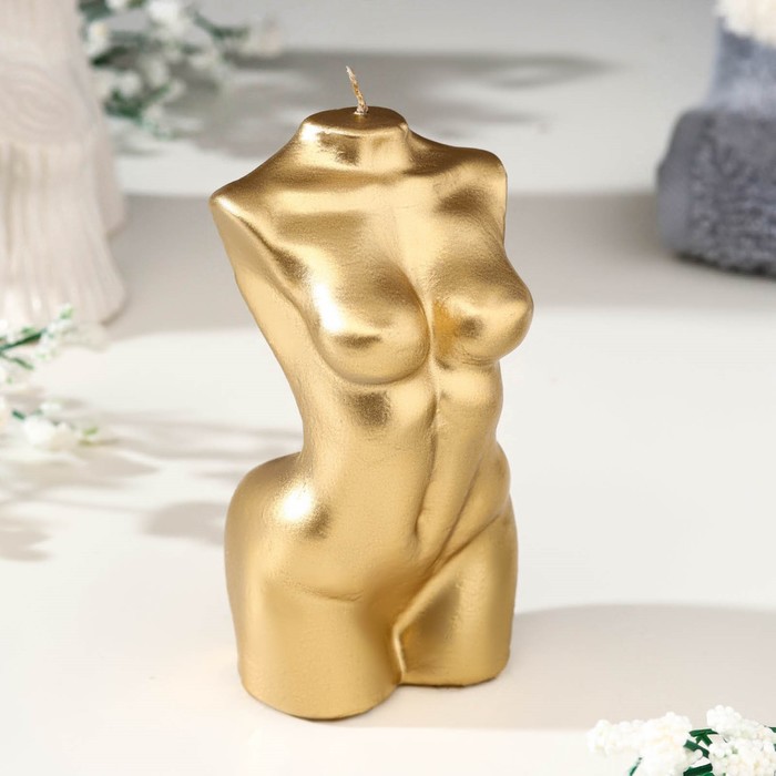 Свеча фигурная лакированная Женский силуэт, 10 см, золото свеча фигурная женский силуэт 10 см черная