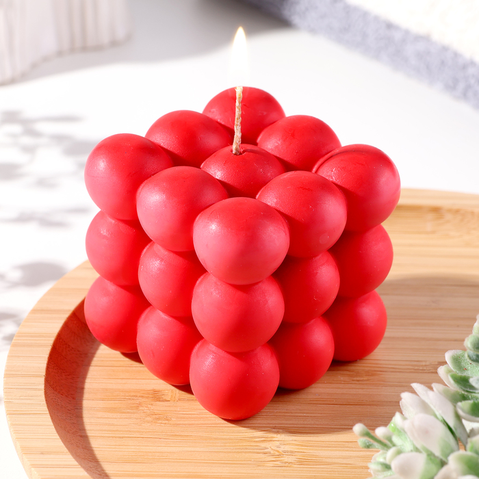 Свеча фигурная Бабл куб, 6 см, красная свеча фигурная лакированная в подарочной коробке бабл куб 6 см жемчужная