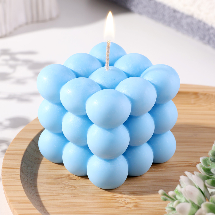 Свеча фигурная Бабл куб, 6 см, голубая свеча фигурная лакированная бабл куб 6 см золото