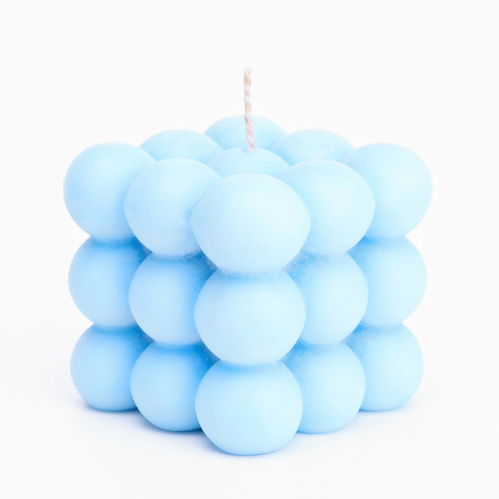 фото Свеча фигурная "бабл куб", 6 см, голубая дарим красиво