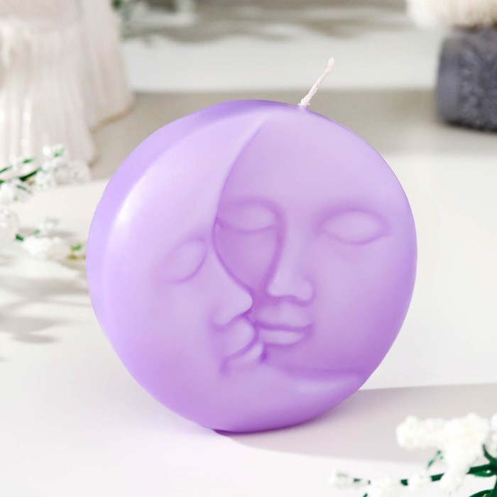 Свеча фигурная "Солнце и луна", 6х1,5 см, лавандовая 7581755