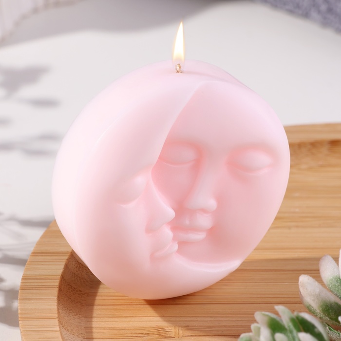 Свеча фигурная "Солнце и луна", 6х1,5 см, розовая 7581756