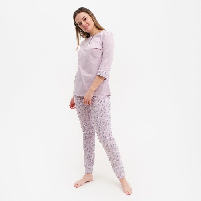 фото Комплект домашний женский (джемпер, брюки), цвет сиреневый, размер 50 натали