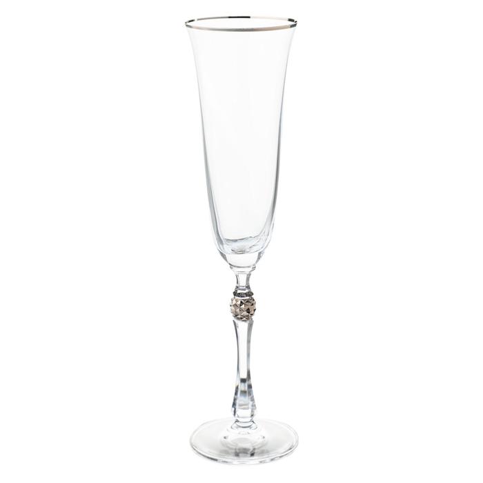 Набор бокалов для шампанского Parus, декор «Отводка платина, платиновый шар», 190 мл x 6 шт. набор бокалов для шампанского parus 190 мл 6 шт