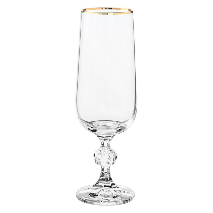 Набор бокалов для шампанского Sterna, декор «Отводка золото», 180 см x 6 шт. набор бокалов для шампанского crystalite bohemia sterna отводка золото 180 мл 6 шт