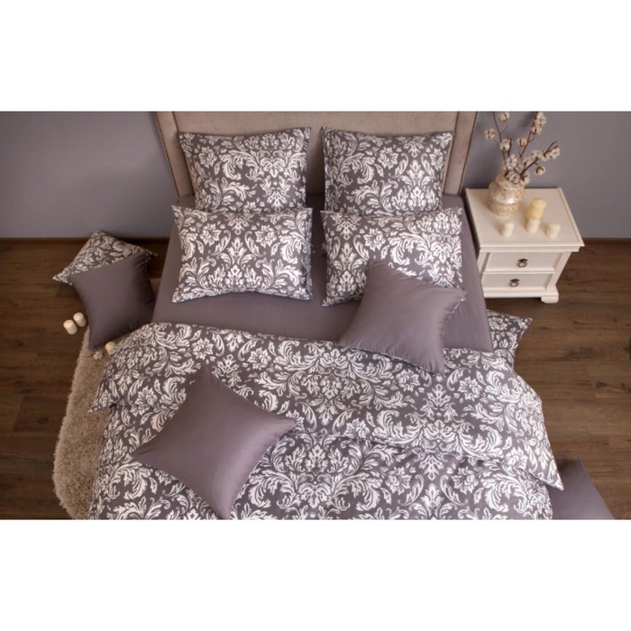 фото Постельное бельё 1.5 сп «феличе графит», размер 200x240 см, 145x210 см, 70x70 см - 2 шт хлопковый край