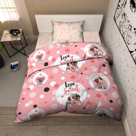 

КПБ детское «Забавные мопсы», размер 150х214 см, 145х215 см, 70х70 см