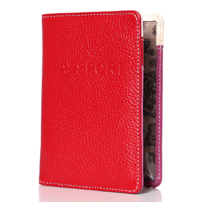20819 Обложка на паспорт с отделами для карт, цвет красный/розовый 10х14,5х1,5см