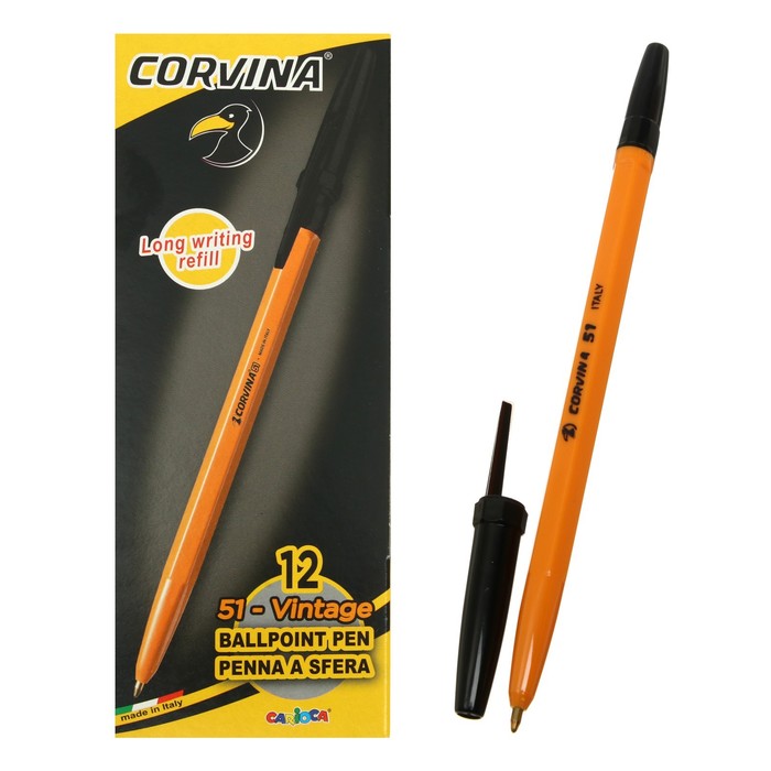 Ручка шариковая CORVINA 51 Vintage Box  Black, желтый корпус, черная 40243/01G