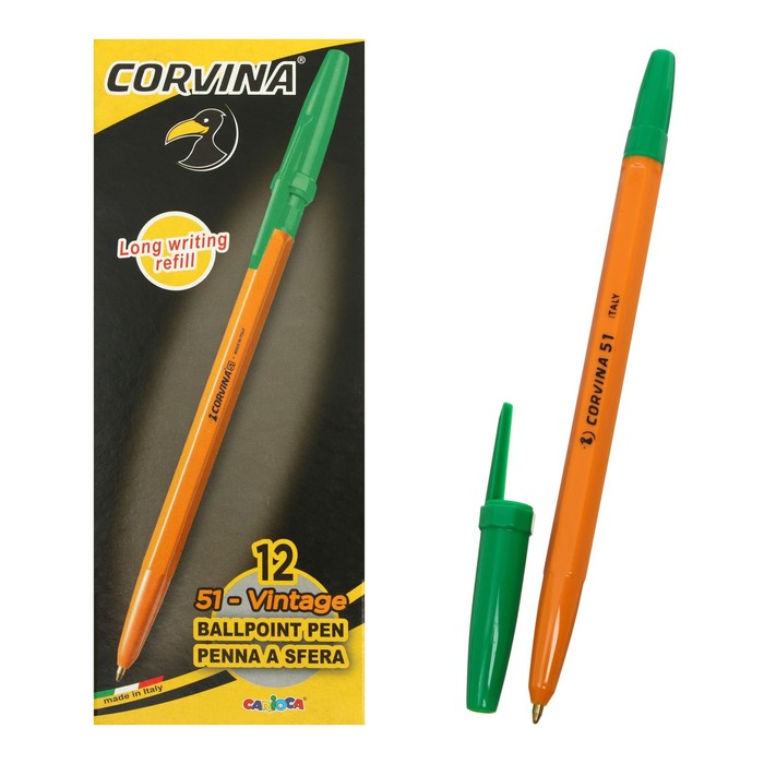 Ручка шариковая CORVINA 51 Vintage Box  Green, желтый корпус, зеленая 40243/04G