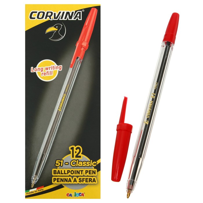Ручка шариковая CORVINA 51 Classic Box Red, прозрачный корпус, красная 40243/03