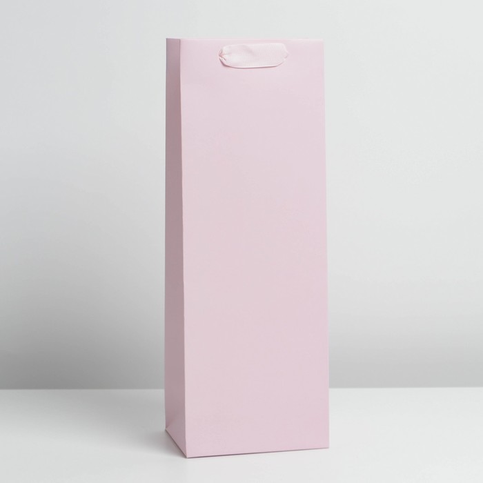 цена Пакет подарочный под бутылку, упаковка, «Розовый», 13 x 35 x 10 см