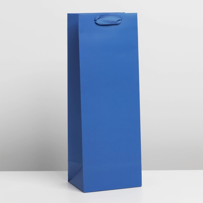 цена Пакет подарочный под бутылку, упаковка, «Синий», 13 x 36 x 10 см