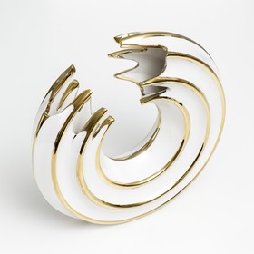 Сувенир керамика "Абстракция. Водоворот" белый с золотом 20х20 см от Сима-ленд