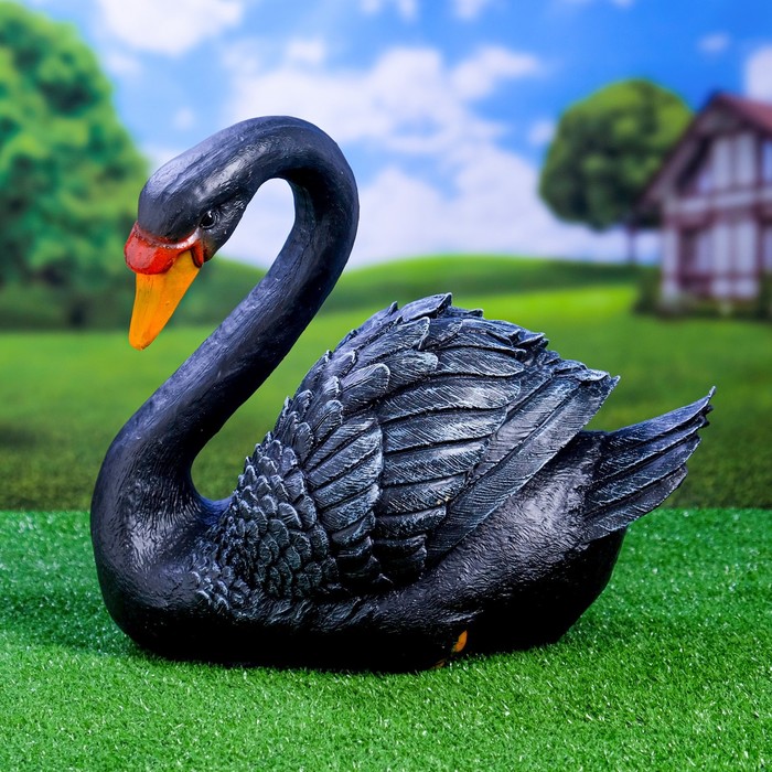 Садовая фигура Лебедь черный, 34х25х40см