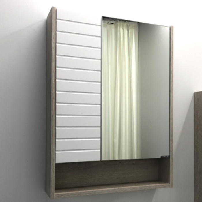 Зеркало шкаф Comforty Клеон 60 для ванной комнаты, цвет белый/дуб дымчатый