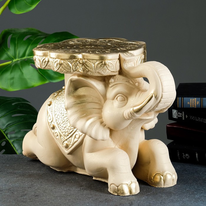 фото Фигура - подставка "слон лежа" слоновая кость, 26х42х22см хорошие сувениры