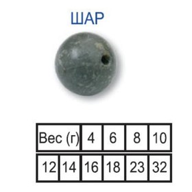 

Груз скользящий "Шар" 14гр. (20шт.) (Пирс)
