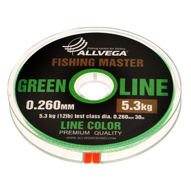 Леска монофильная ALLVEGA "Fishing Master" 30м 0,260мм, 5,3кг, зеленая
