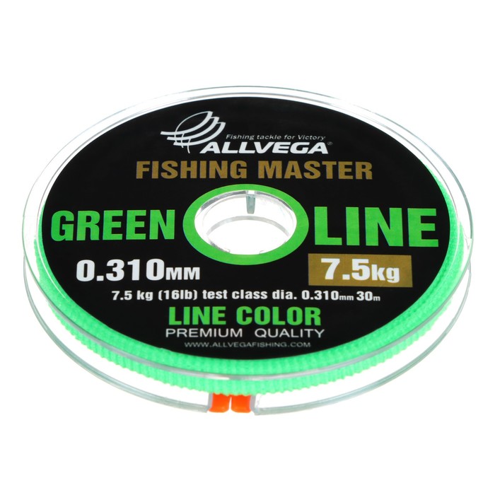 Леска монофильная ALLVEGA Fishing Master, диаметр 0.310 мм, тест 7.5 кг, 30 м, зеленая