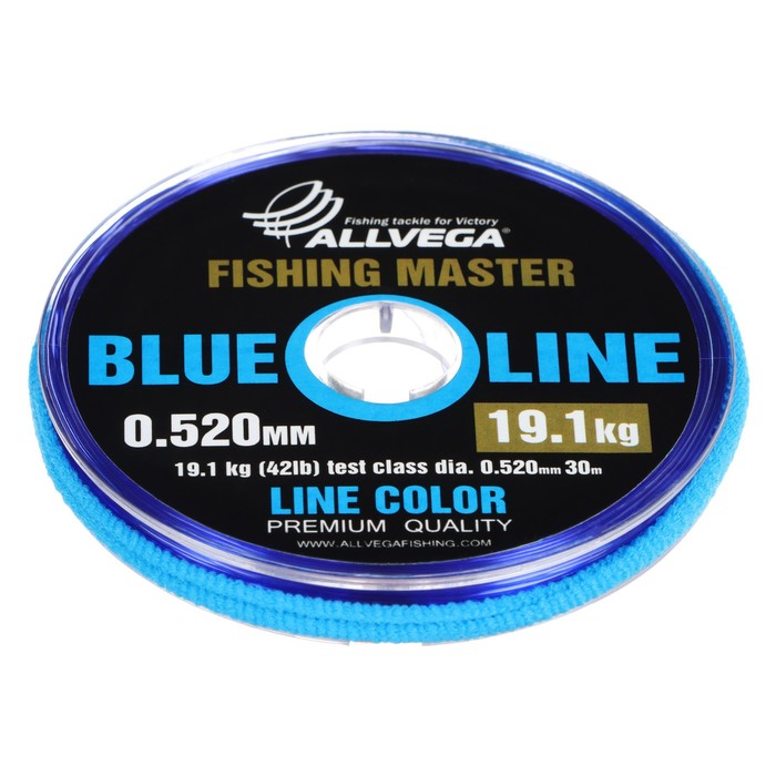 фото Леска монофильная allvega fishing master, диаметр 0.520 мм, тест 19,1 кг, 30 м, голубая