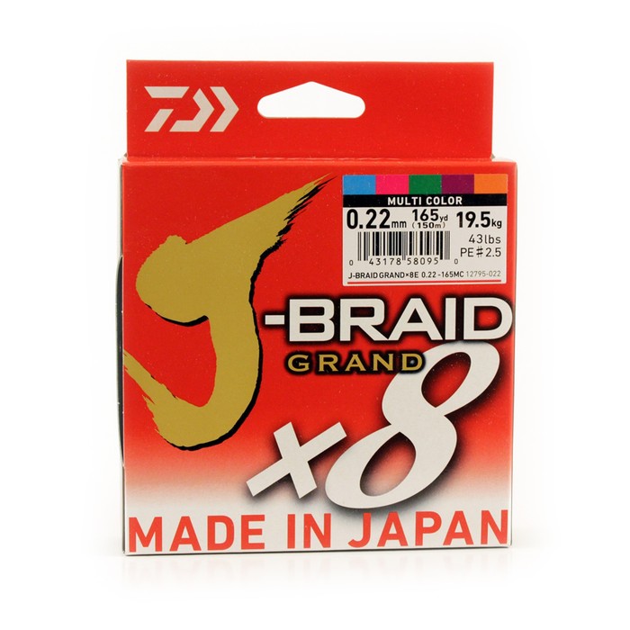 фото Леска плетеная daiwa j-braid grand x8 0.22mm-150m multicolor